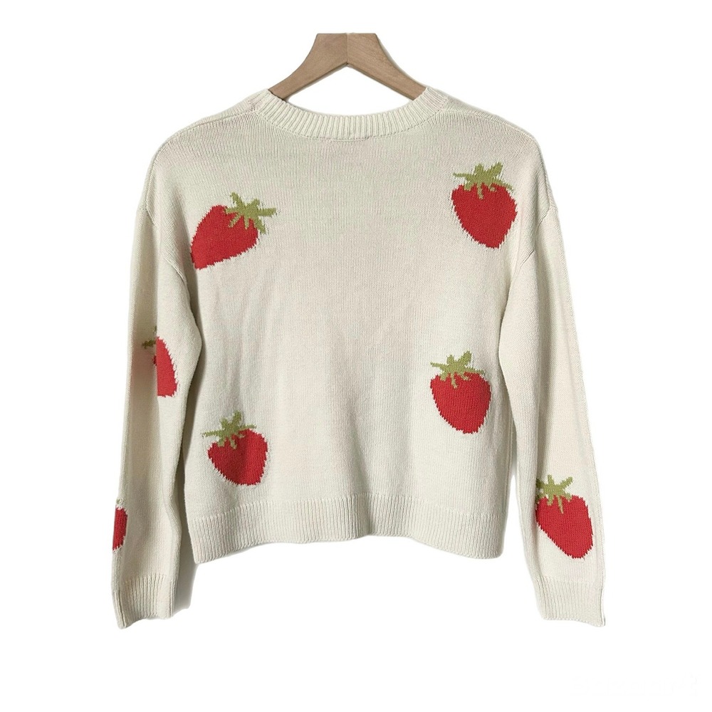 Rails Perci Strawberries Cream Knit Pullover Sweater Size XXS - Picture 2 of 6